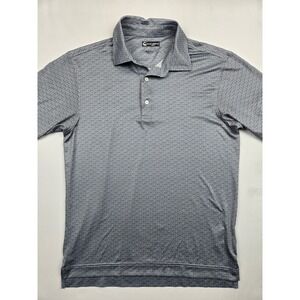 Goat Lifestyle Performance Golf Polo Shirt Gray Green Pattern Mens Large